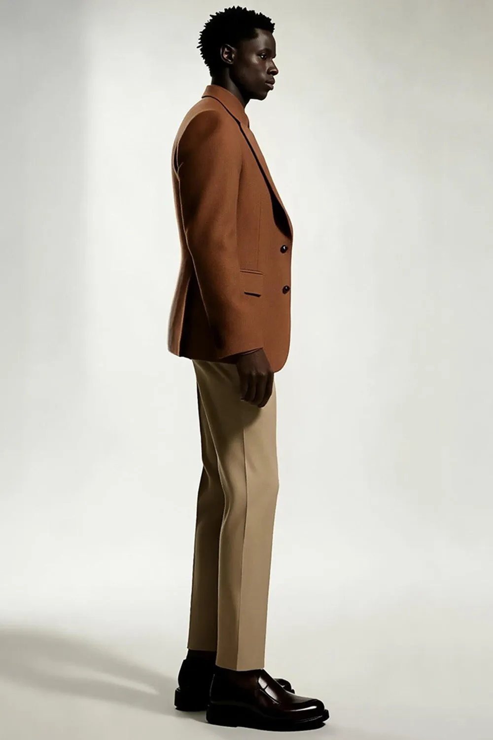 Dark Khaki Notched Lapel Singel Breasted Men's Suits sold by Zapaka product image thumbnail 3