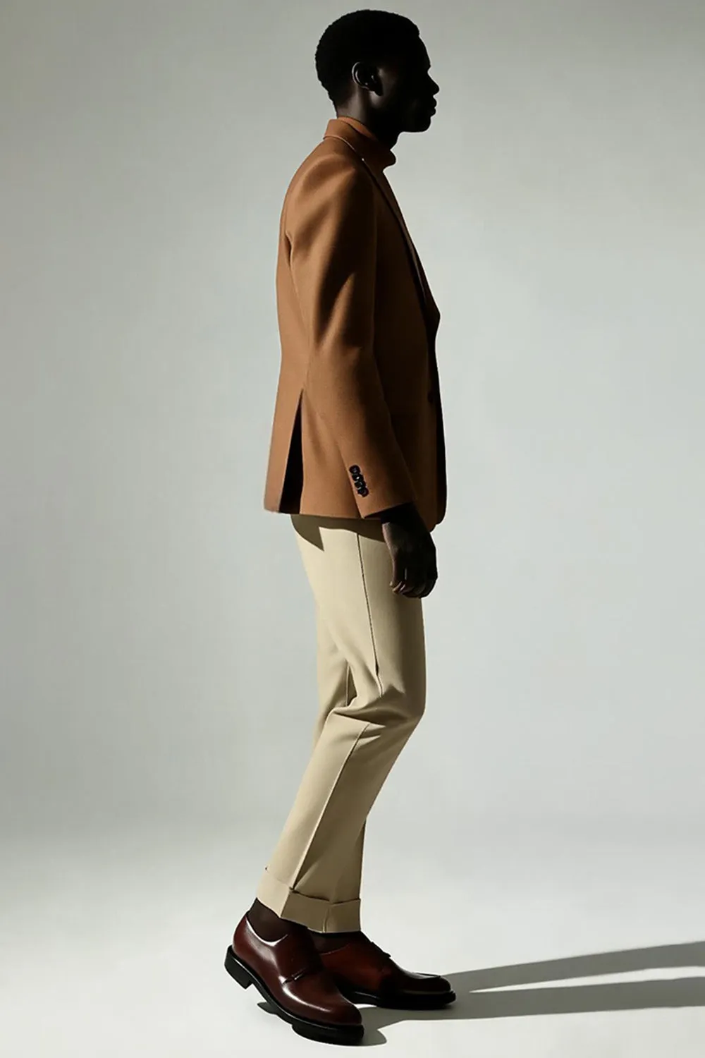 Dark Khaki Singel Breasted Peak Lapel Men's Suits sold by Zapaka product image thumbnail 3