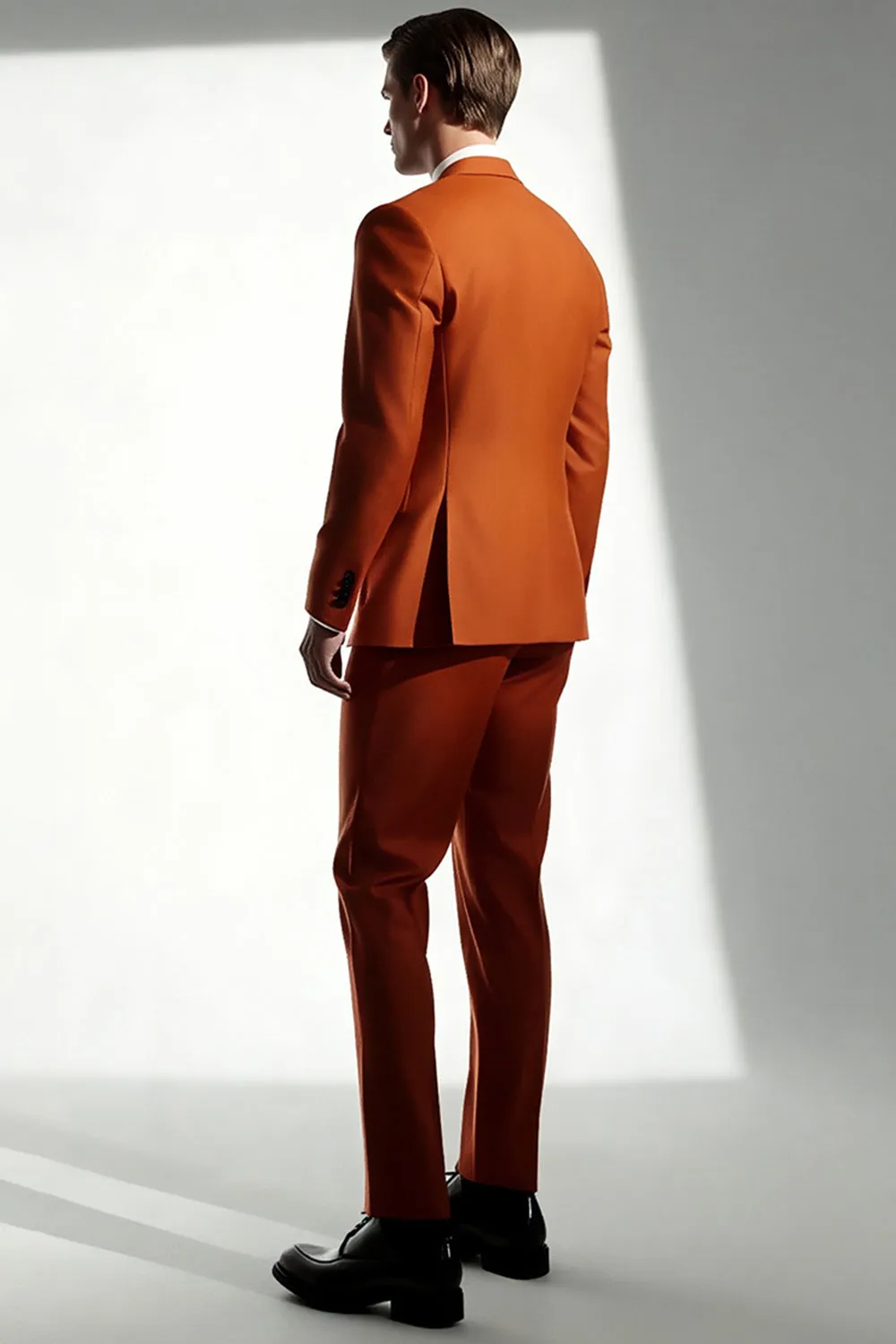 Men's Dark Orange Peak Lapel 2 Piece Prom Suits sold by Zapaka product image thumbnail 3