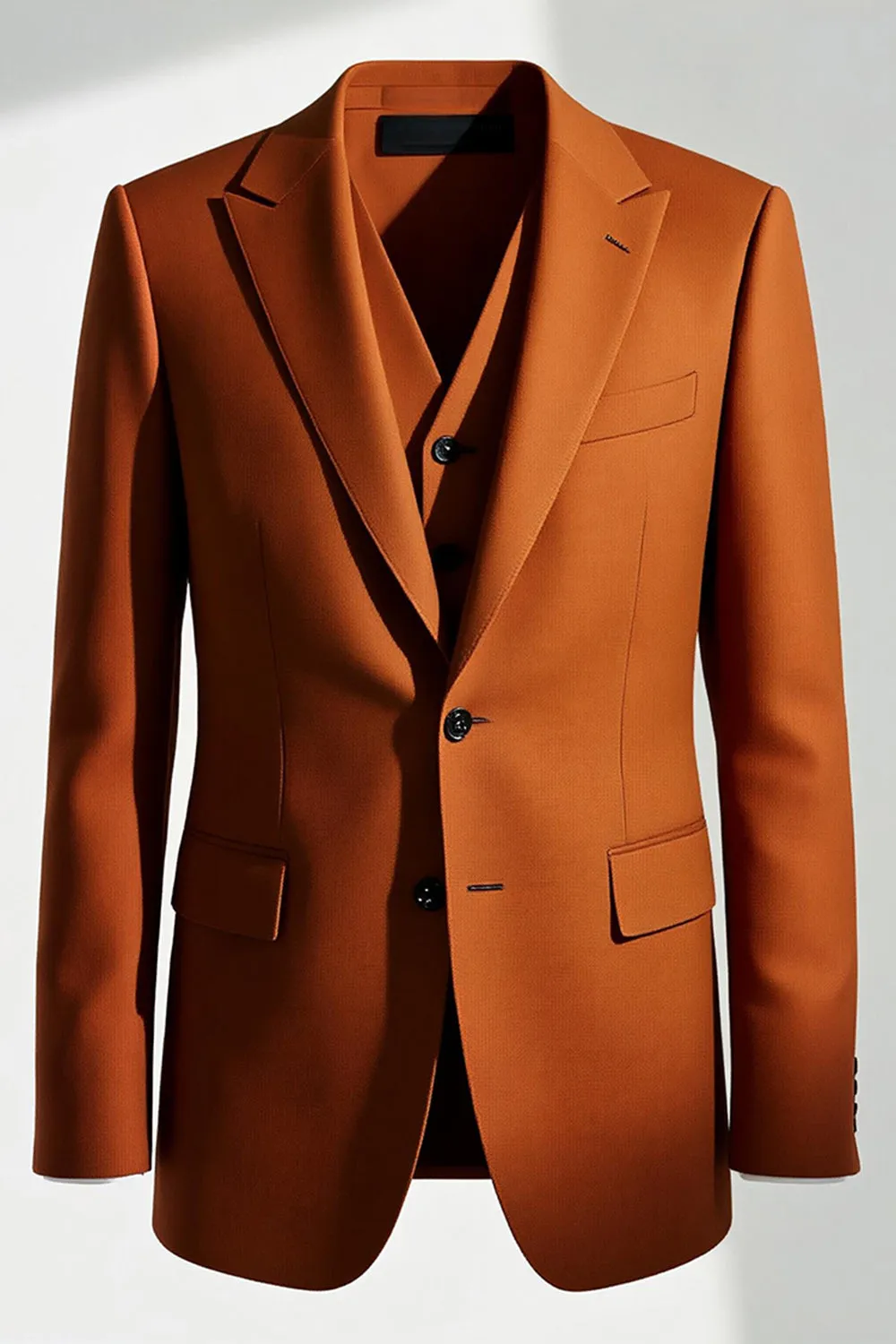 Men's Dark Orange Peak Lapel 2 Piece Prom Suits sold by Zapaka product image thumbnail 4