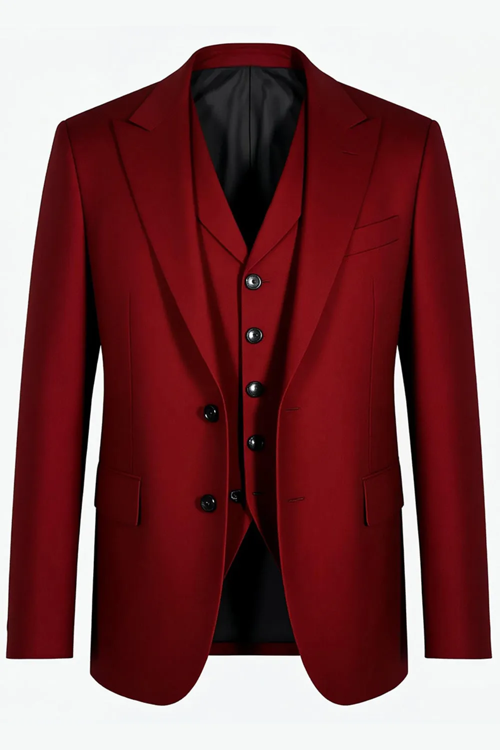 Burgundy Singel Breasted 3 Piece Men's Prom Suits sold by Zapaka product image thumbnail 4