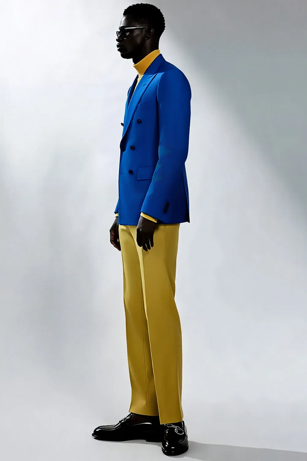 Men's Peak Lapel Blue Double Breasted Prom Suits sold by Zapaka product image thumbnail 3