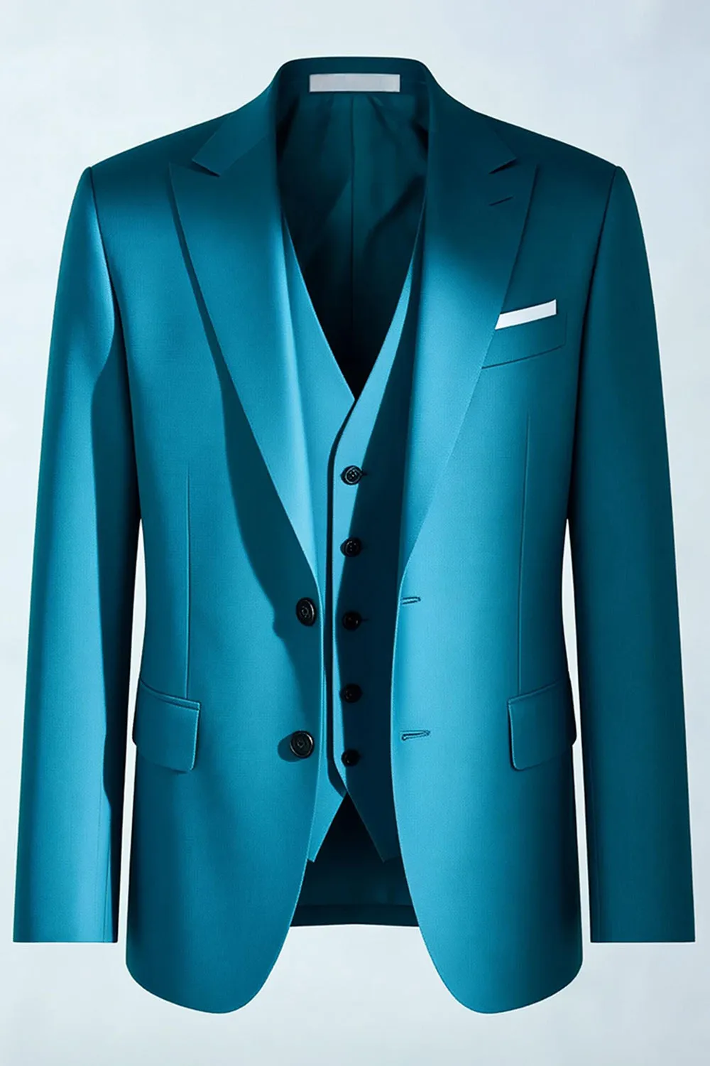 Peacock Blue Peak Lapel 3 Piece Men's Suits sold by Zapaka product image thumbnail 4
