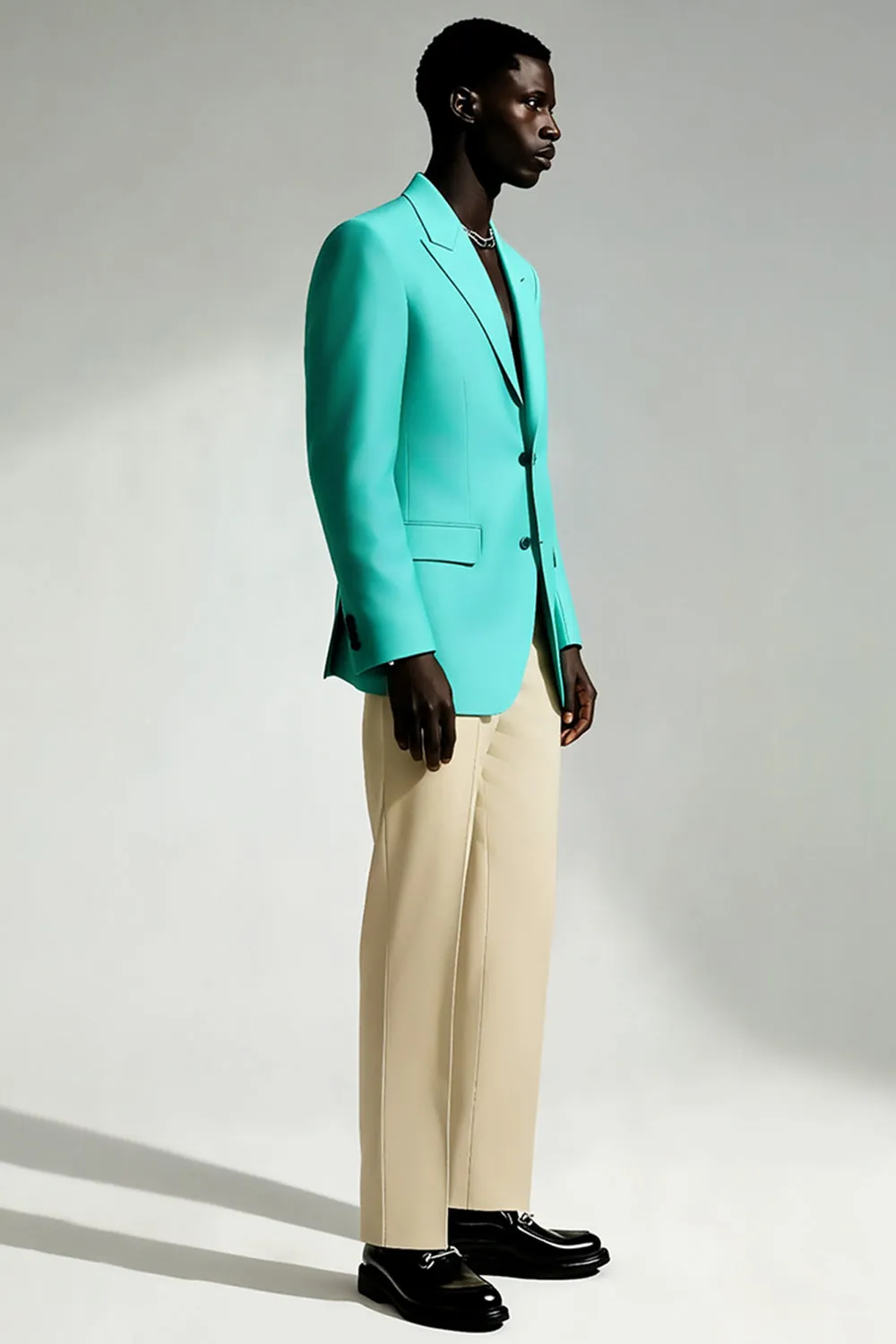 Turquoise Peak Lapel 2 Piece Men's Prom Suits sold by Zapaka product image thumbnail 3