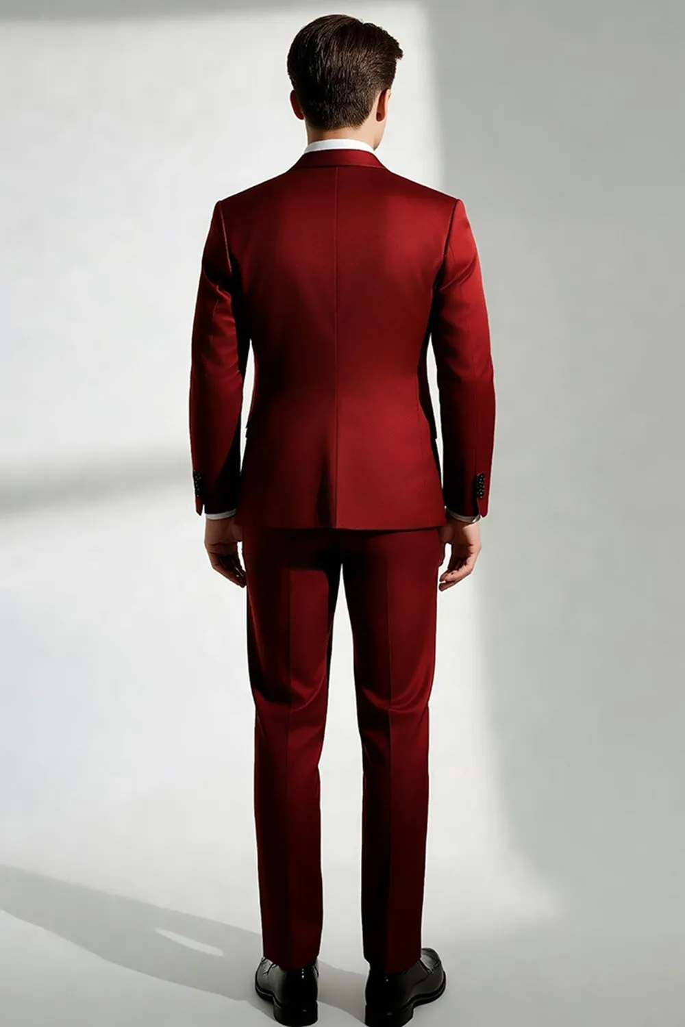 Burgundy Peak Lapel One Button Men's Suits sold by Zapaka product image thumbnail 2