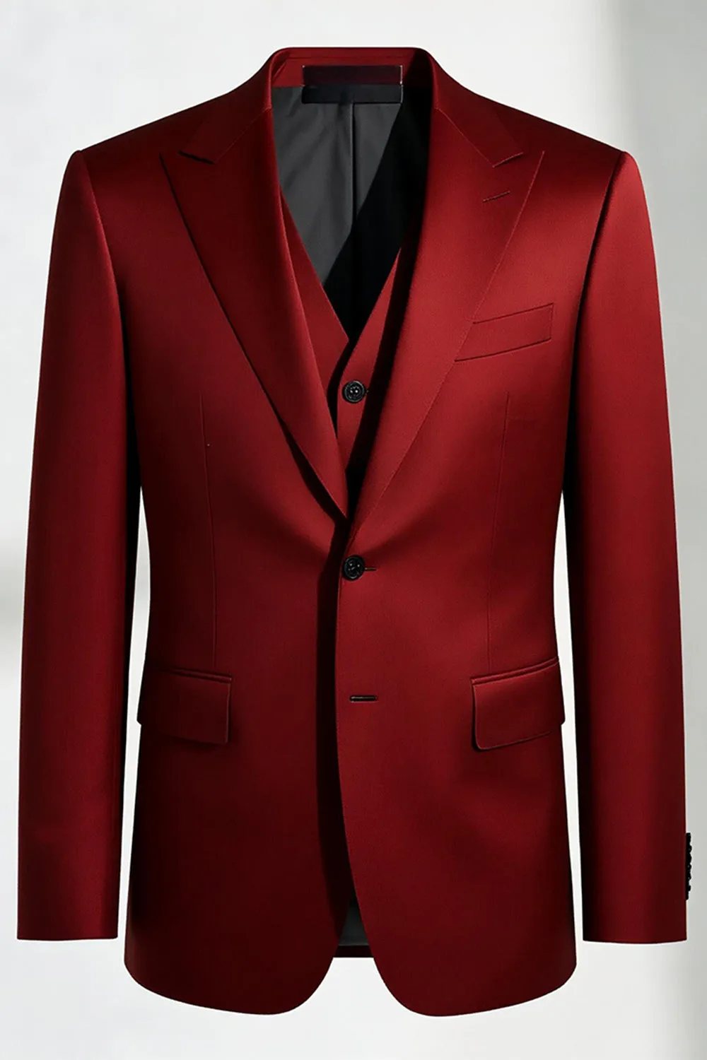 Burgundy Peak Lapel One Button Men's Suits sold by Zapaka product image thumbnail 4