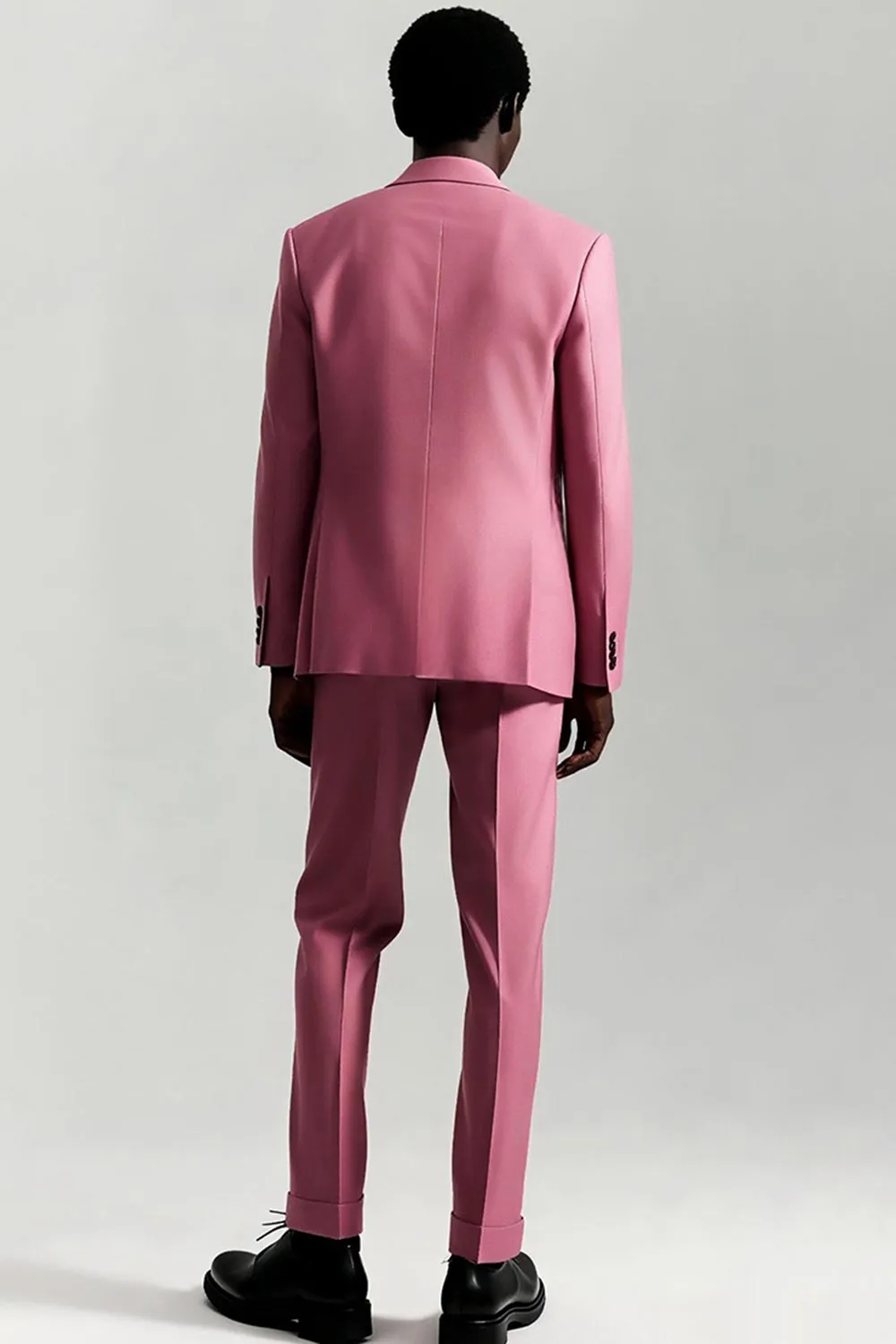 Grey Pink Peak Lapel Single Breasted 3-Piece Men Formal Suits sold by Zapaka product image thumbnail 2