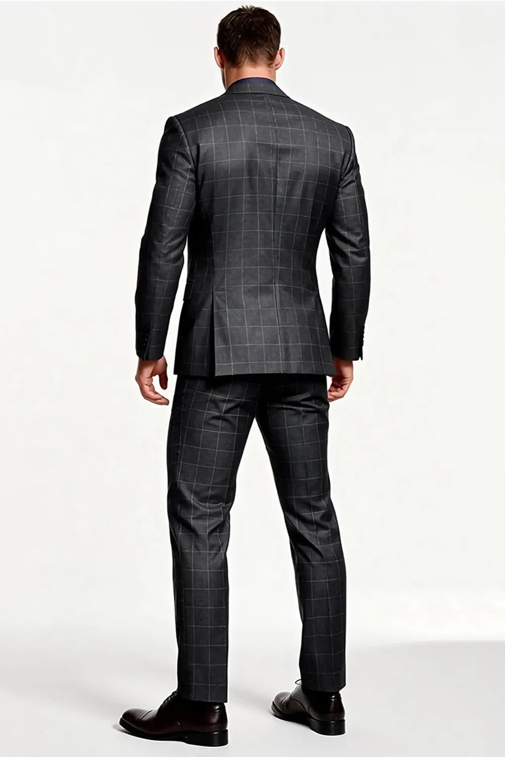 Dark Grey Striped Notched Lapel 2 Piece Single Breasted Men Suits sold by Zapaka product image thumbnail 2