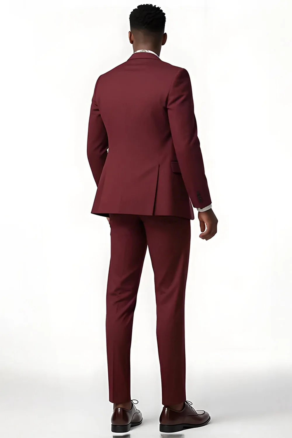 Burgundy Peak Lapel 2 Piece Single Breasted Men Suits sold by Zapaka product image thumbnail 2