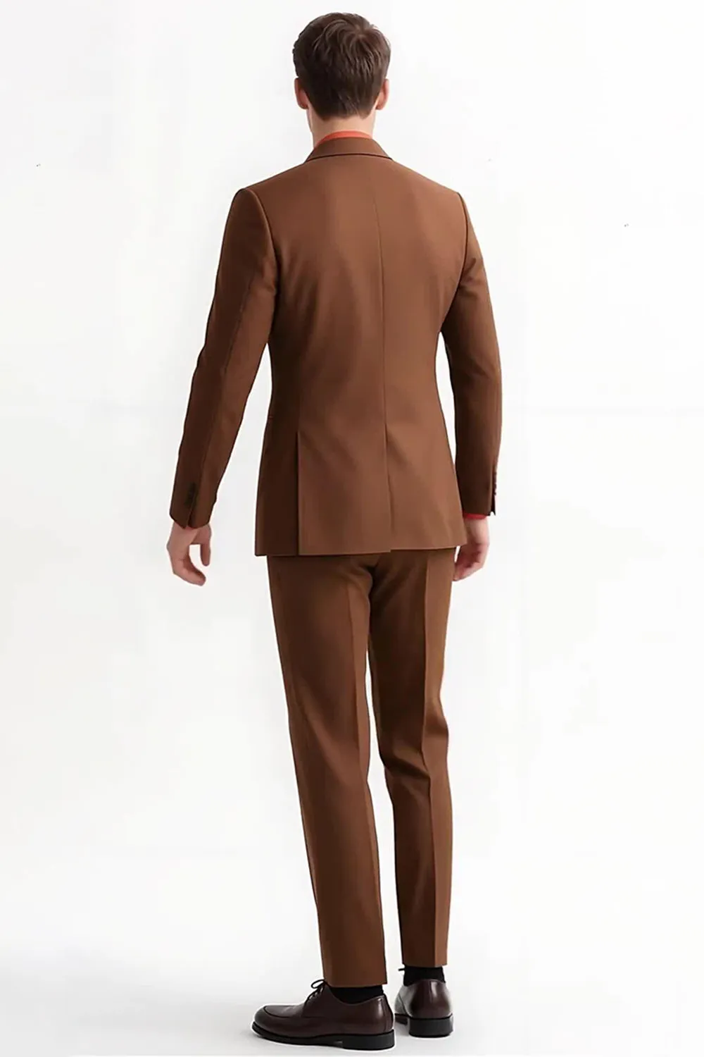 Peak Lapel 2 Piece Single Breasted Slim Fit Men's Brown Suits sold by Zapaka product image thumbnail 2