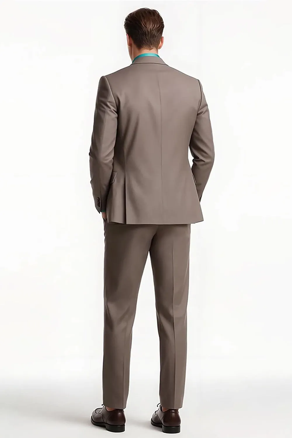 Light Coffee 2 Piece Peak Lapel Men's Business Suits sold by Zapaka product image thumbnail 2
