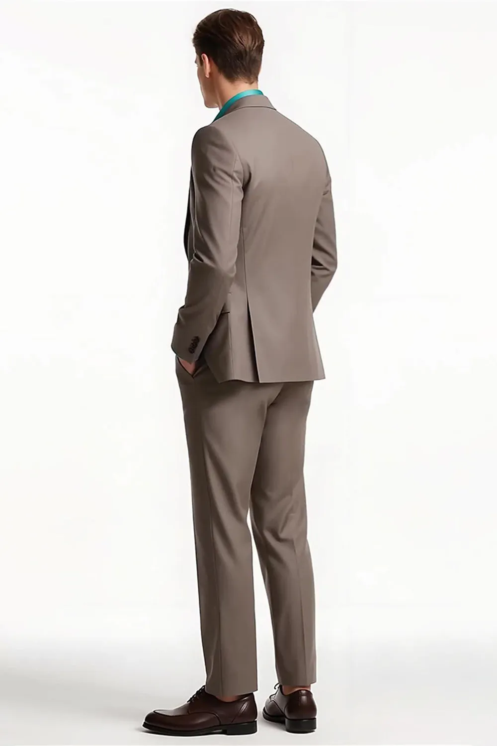 Light Coffee 2 Piece Peak Lapel Men's Business Suits sold by Zapaka product image thumbnail 3