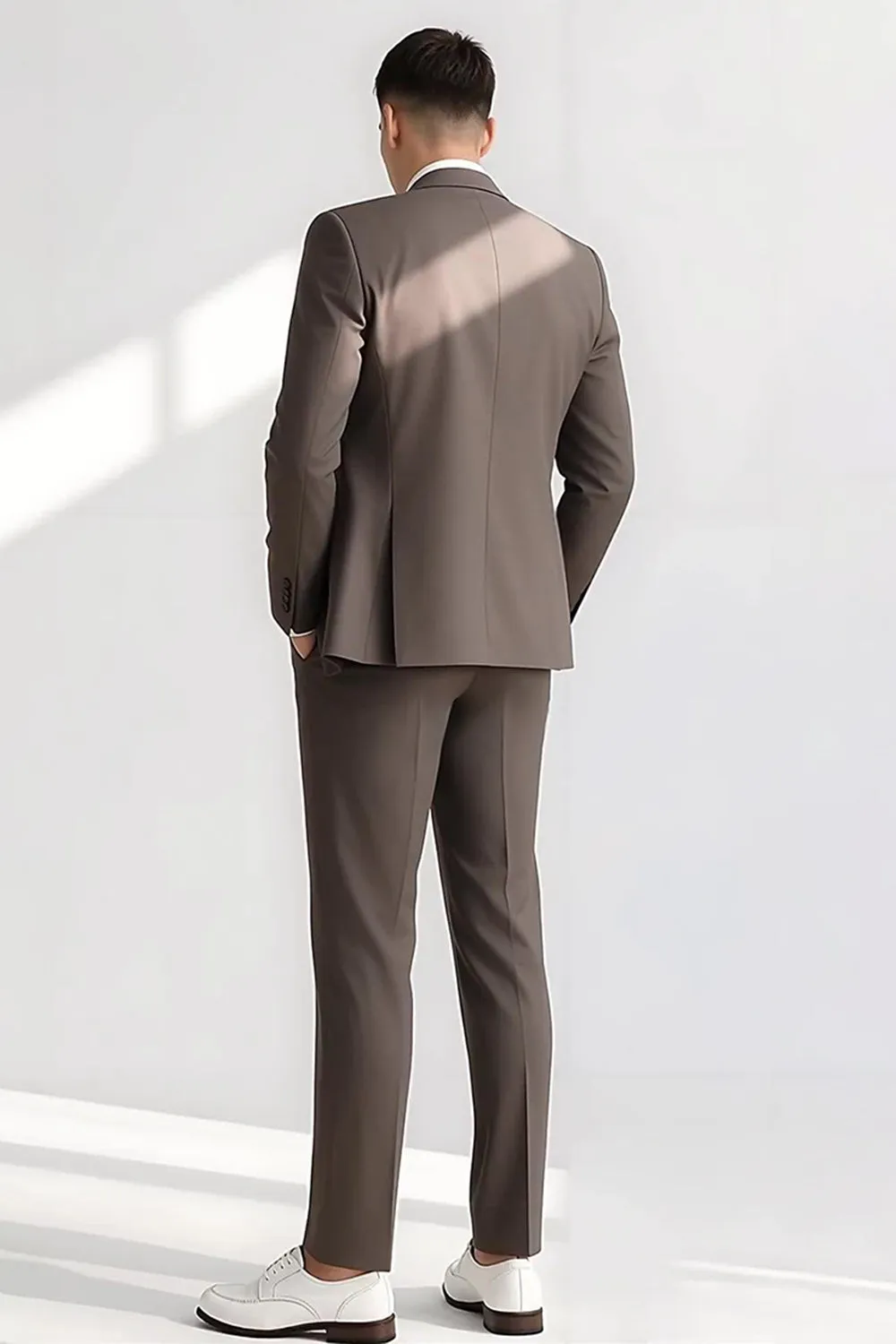 Light Coffee Peak Lapel 2 Piece Men's Suits sold by Zapaka product image thumbnail 3