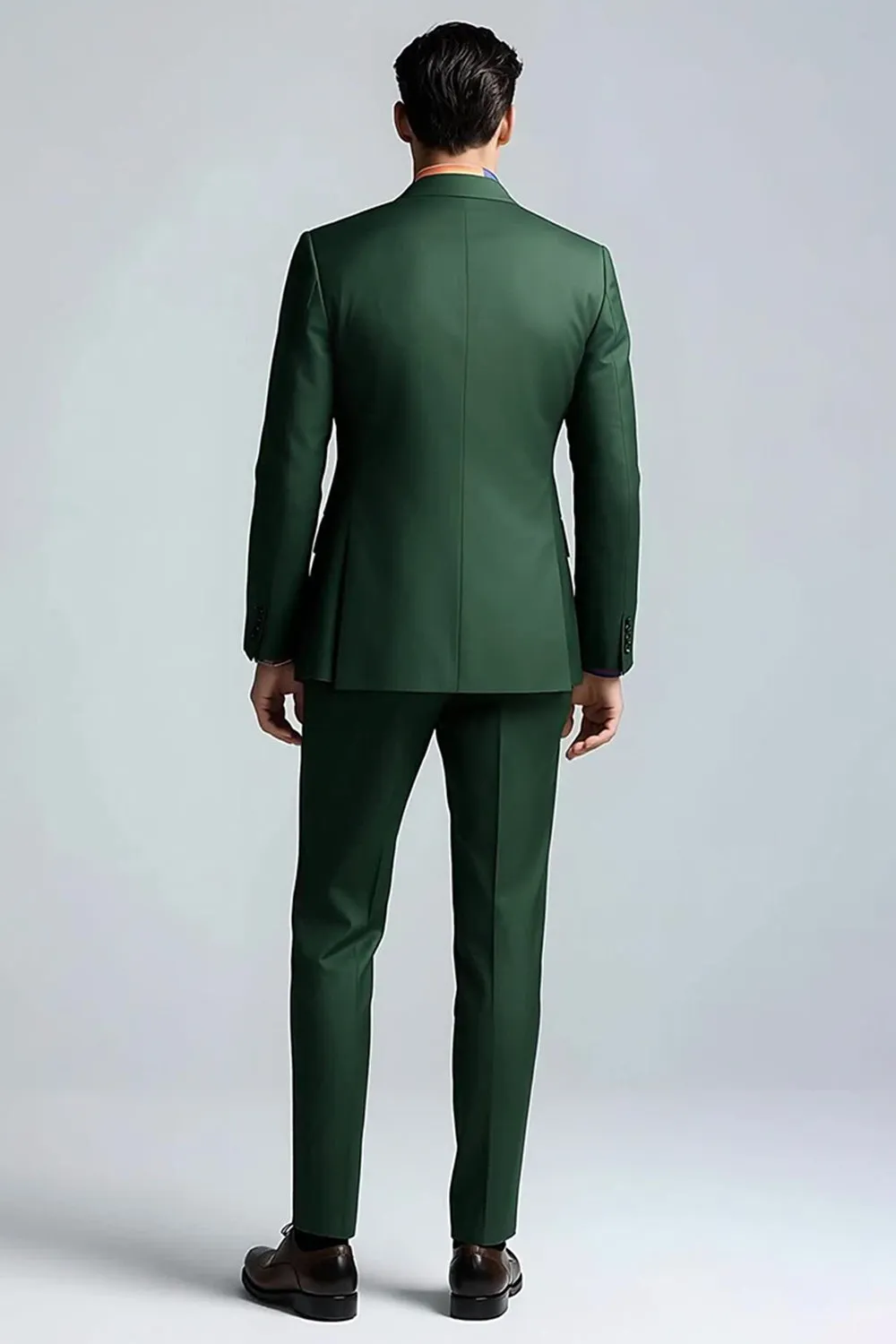 Dark Green Peak Lapel 2 Piece Slim Fit Prom Suits sold by Zapaka product image thumbnail 2