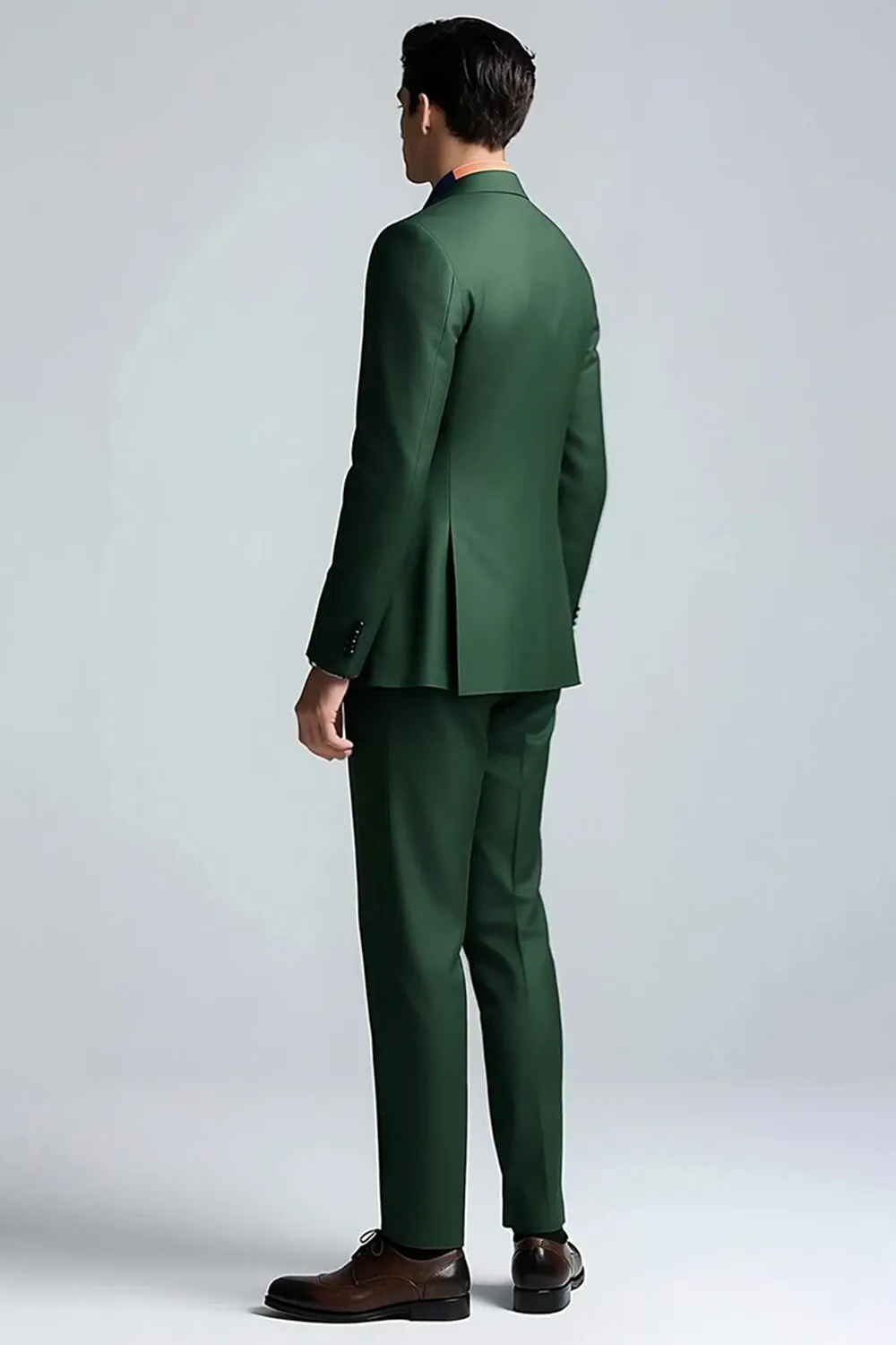 Dark Green Peak Lapel 2 Piece Slim Fit Prom Suits sold by Zapaka product image thumbnail 3