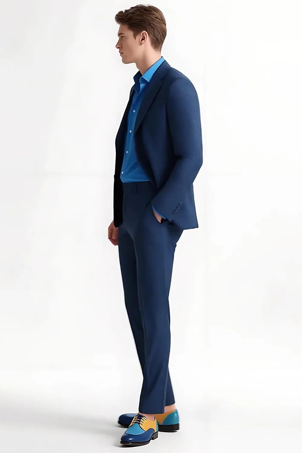 Dark Blue Notched Lapel 2 Piece Men's Prom Suits sold by Zapaka product image thumbnail 3