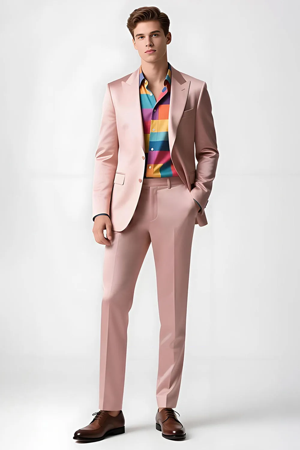 Blush Peak Lapel 2 Piece Men's Suits sold by Zapaka