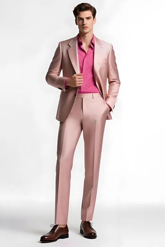 Blush Notched Lapel 2 Piece Men's Prom Suits sold by Zapaka