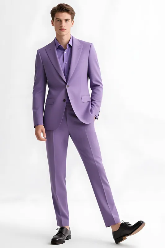 Purple Peak Lapel Slim Fit 2 Piece Men's Suits sold by Zapaka