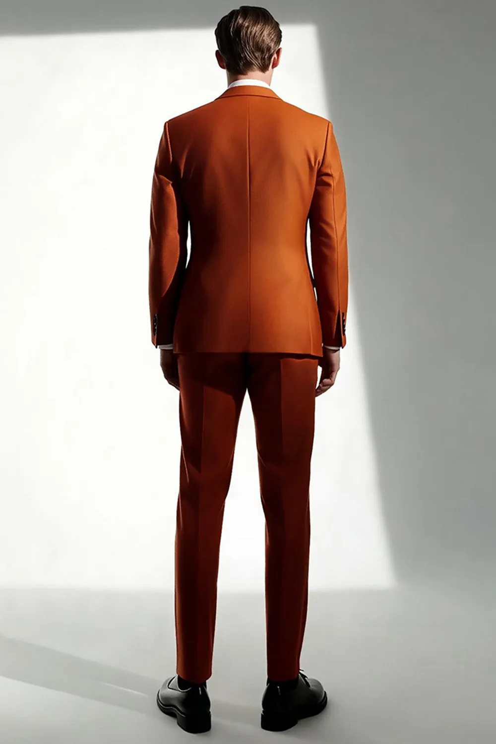 Dark Orange Peak Lapel Slim Fit Men's Formal Suits sold by Zapaka product image thumbnail 2