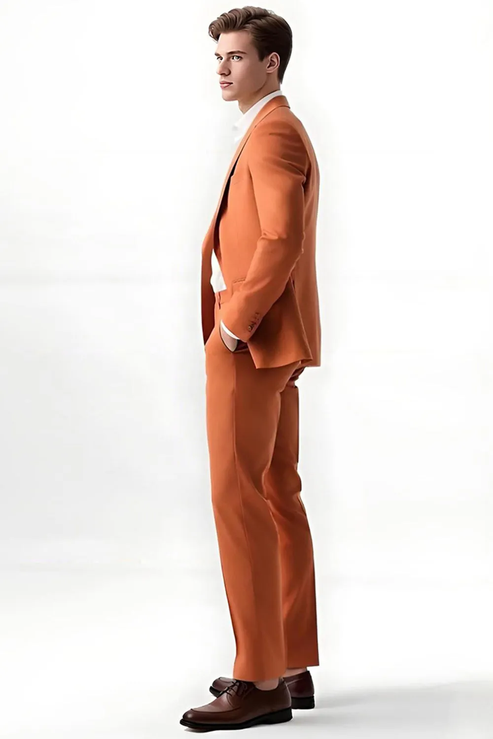 Men's Orange Peak Lapel Single Breasted Prom Suits sold by Zapaka product image thumbnail 3