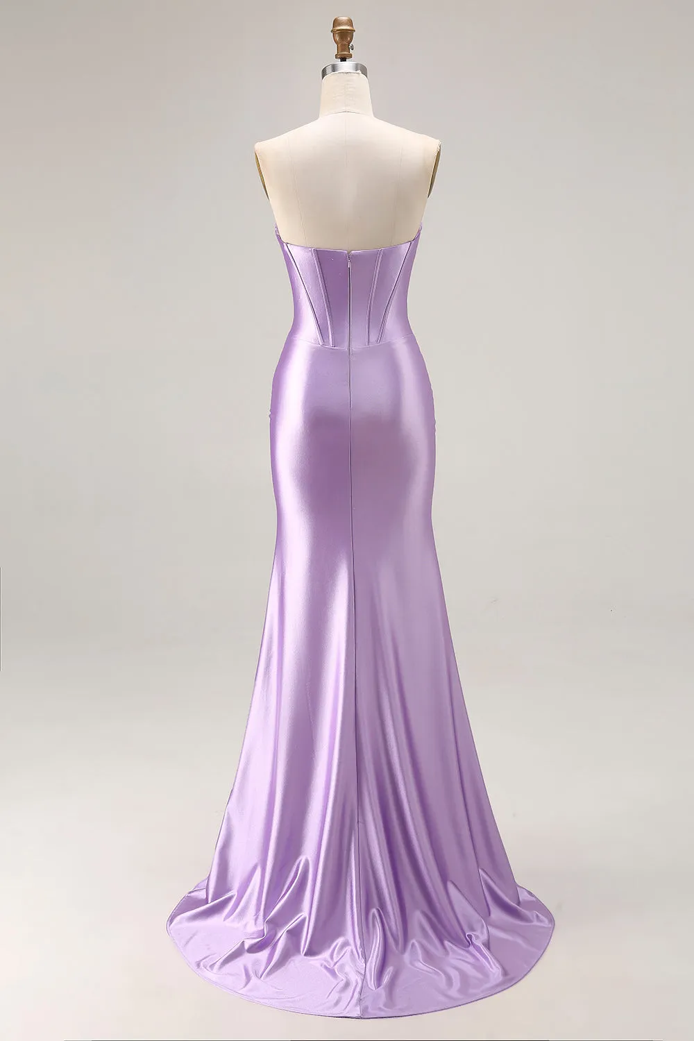 Strapless Purple Mermaid Corset Pleated Long Prom Dress With Slit sold by Zapaka product image thumbnail 2