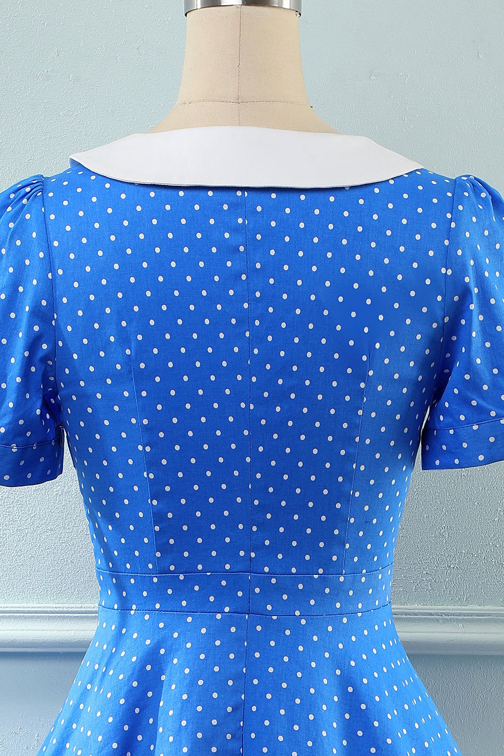Vintage Blue Polka Dots 1950s Dress sold by Zapaka product image thumbnail 4