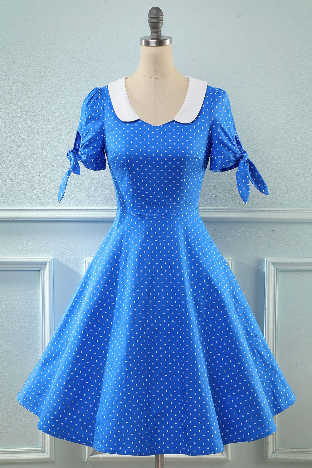 Vintage Blue Polka Dots 1950s Dress sold by Zapaka