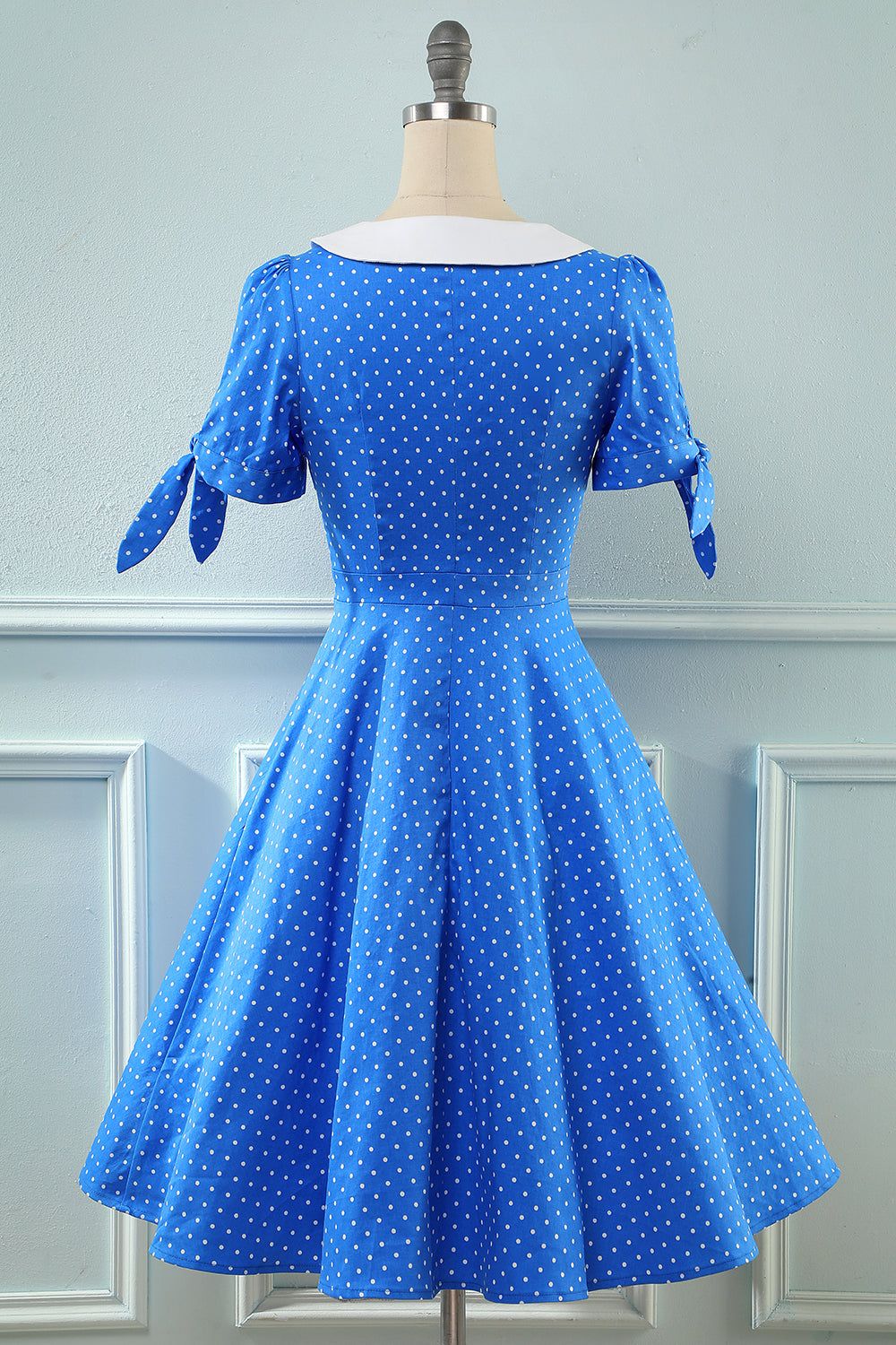 Vintage Blue Polka Dots 1950s Dress sold by Zapaka product image thumbnail 2