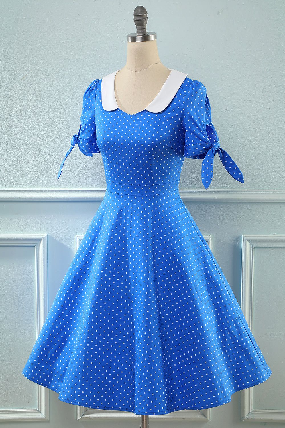 Vintage Blue Polka Dots 1950s Dress sold by Zapaka product image thumbnail 5