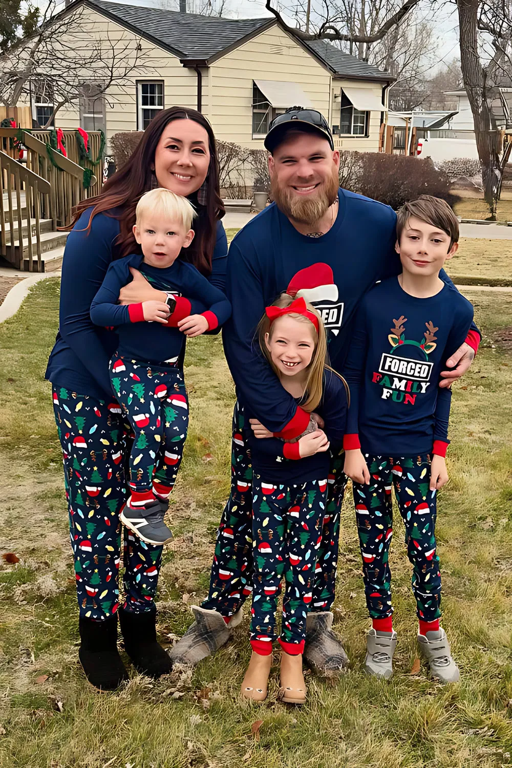 Navy Long Sleeve Printed Matching Family Pajamas sold by Zapaka product image thumbnail 4