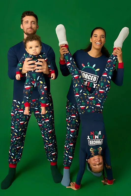 Navy Long Sleeve Printed Matching Family Pajamas sold by Zapaka