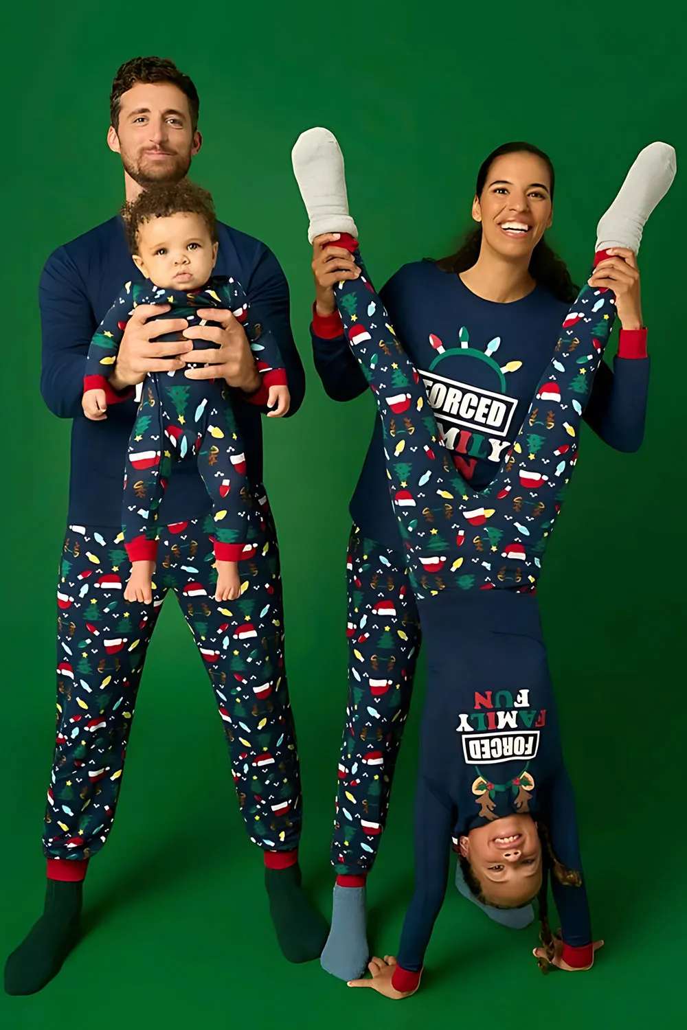 Navy Long Sleeve Printed Matching Family Pajamas sold by Zapaka