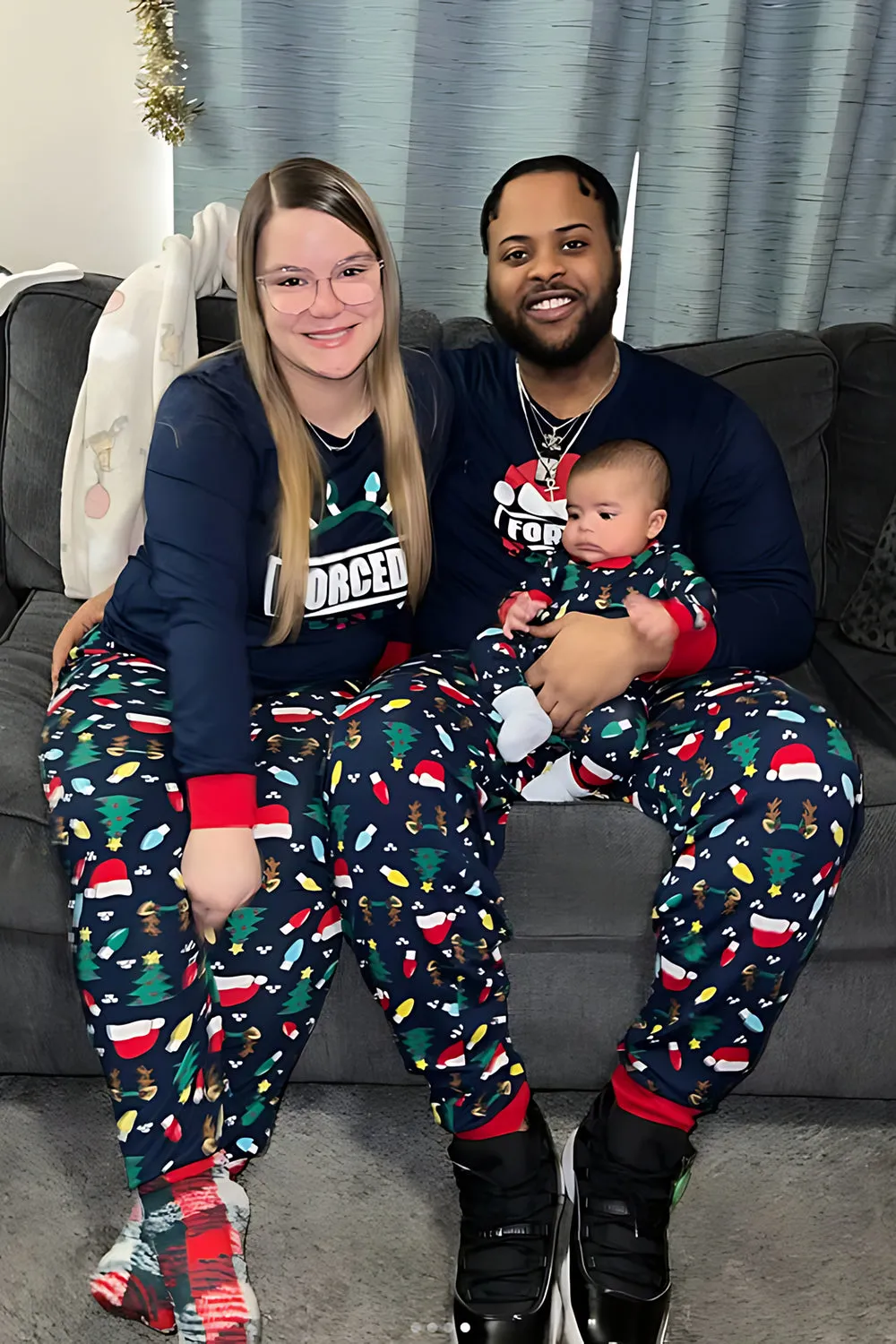 Navy Long Sleeve Printed Matching Family Pajamas sold by Zapaka product image thumbnail 5