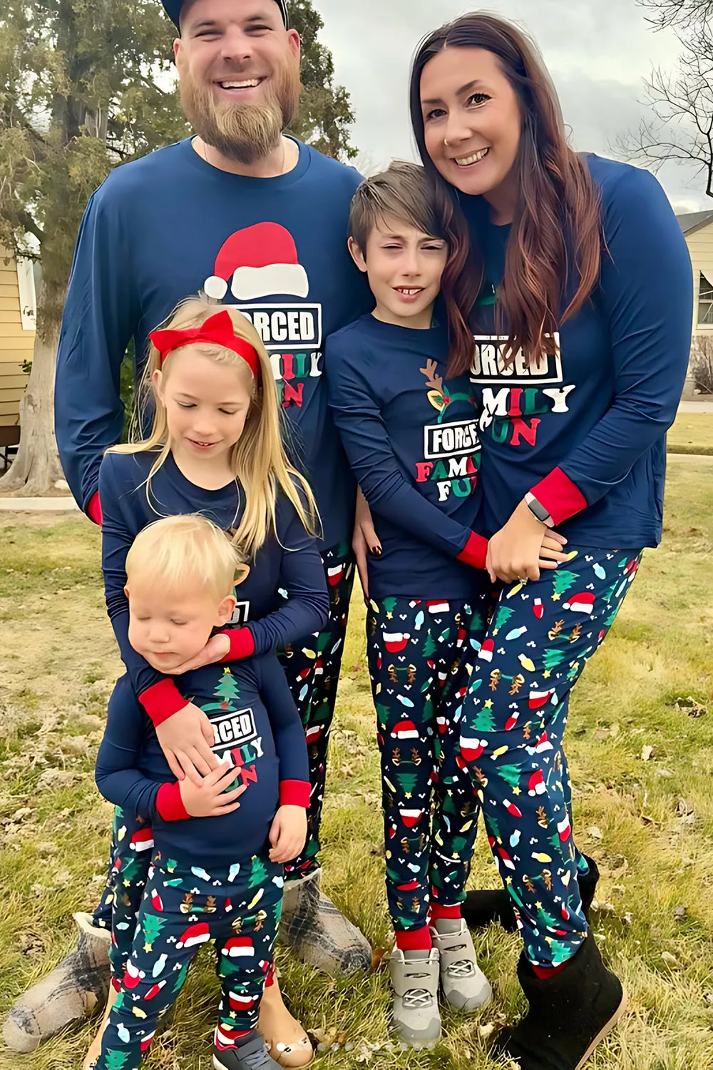 Navy Long Sleeve Printed Matching Family Pajamas sold by Zapaka product image thumbnail 3