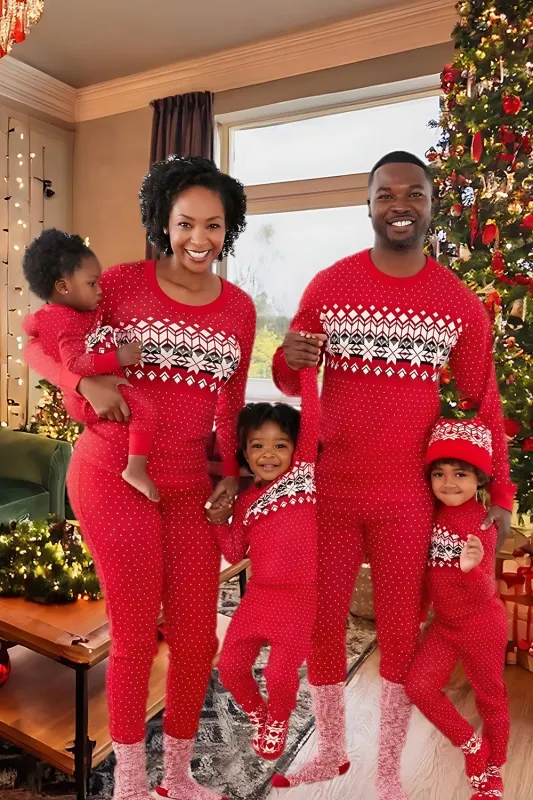 Red Polka Dots Christmas Family Matching Pajamas Set sold by Zapaka