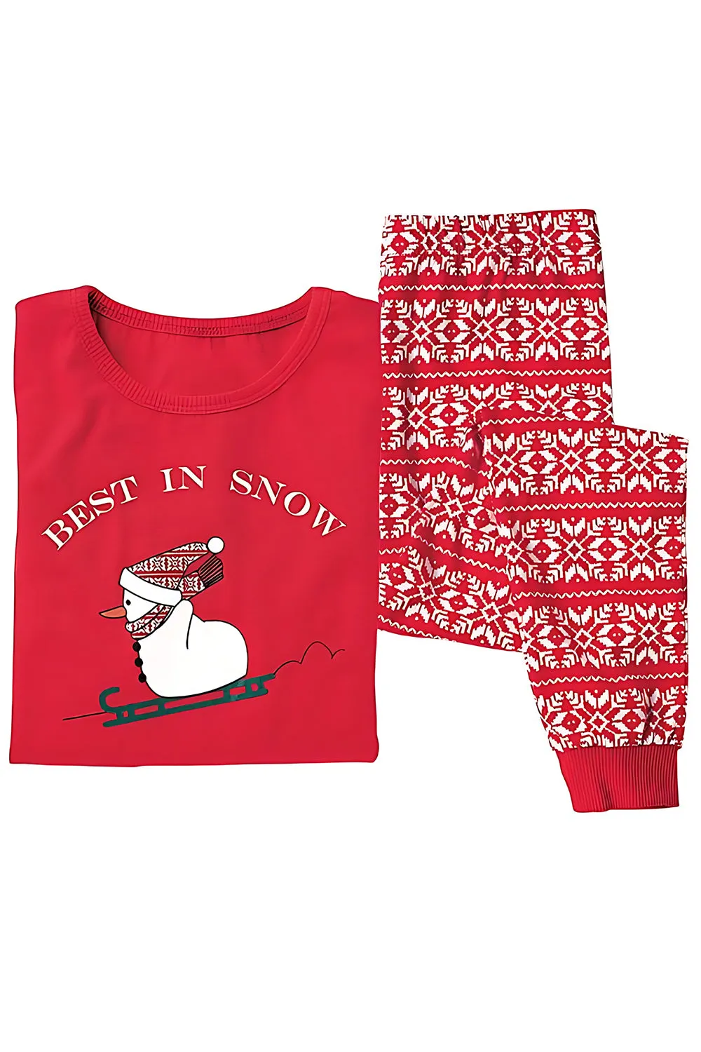 Red Printed Long Sleeve Christmas Family Matching Pajamas sold by Zapaka product image thumbnail 2