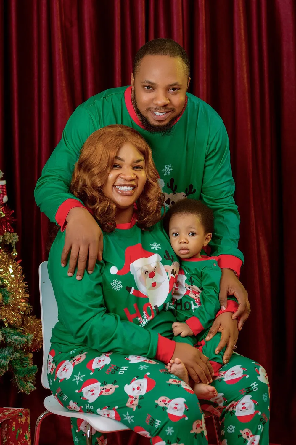 Dark Green Santa Claus Printed Christmas Family Matching Pajamas sold by Zapaka product image thumbnail 3