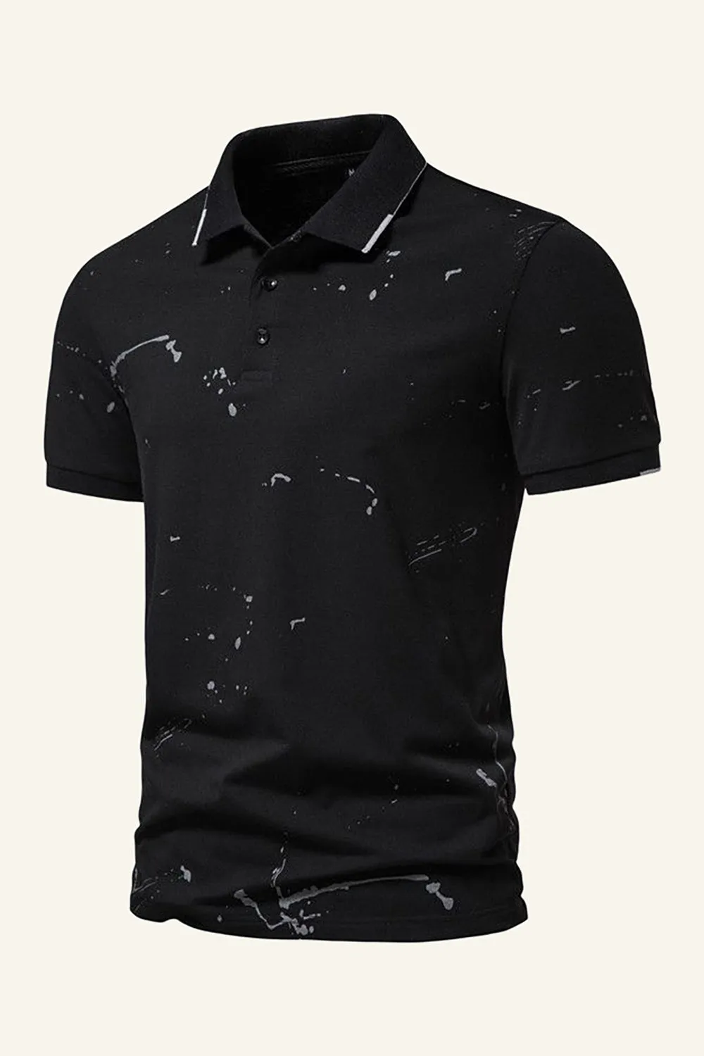 Black Printed Short Sleeves Polo Shirt sold by Zapaka product image thumbnail 3