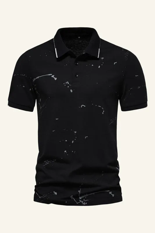Black Printed Short Sleeves Polo Shirt sold by Zapaka
