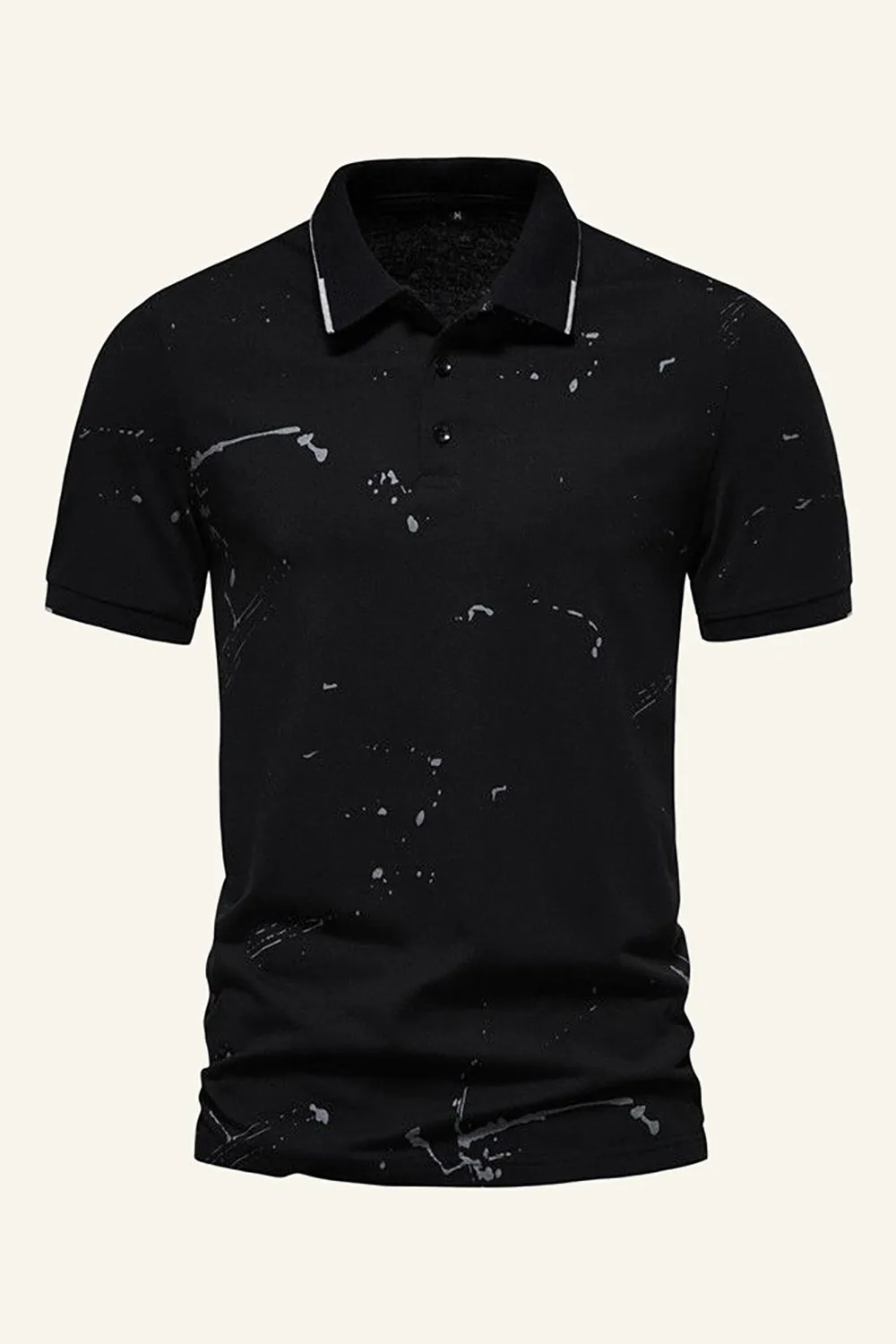 Black Printed Short Sleeves Polo Shirt sold by Zapaka