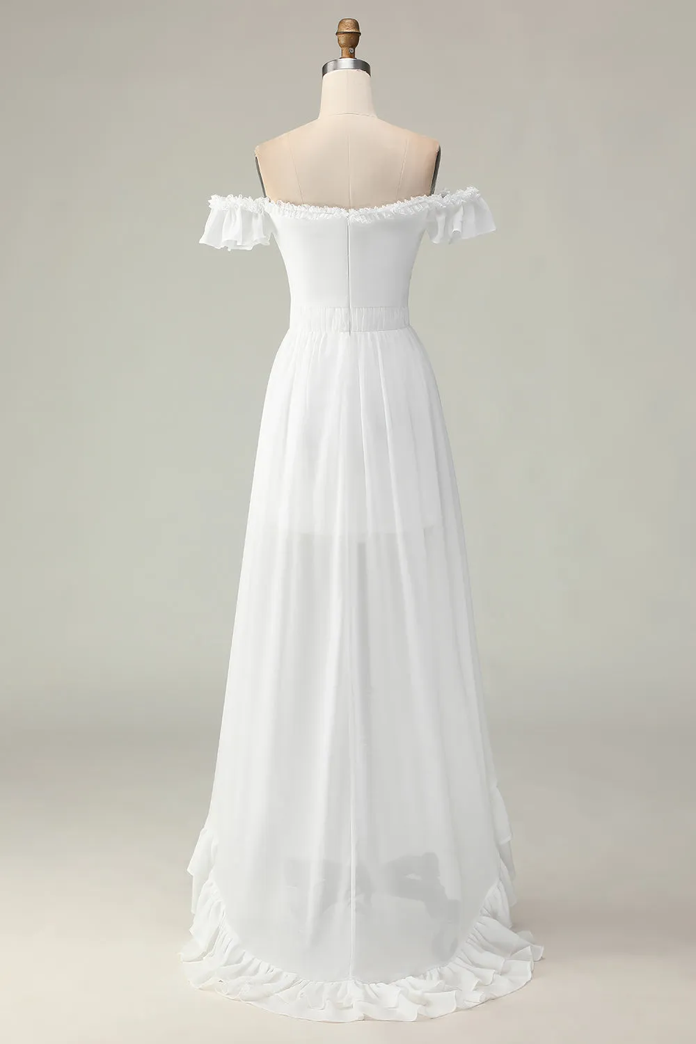 White Off The Shoulder Ruffle Graduation Dress sold by Zapaka product image thumbnail 2