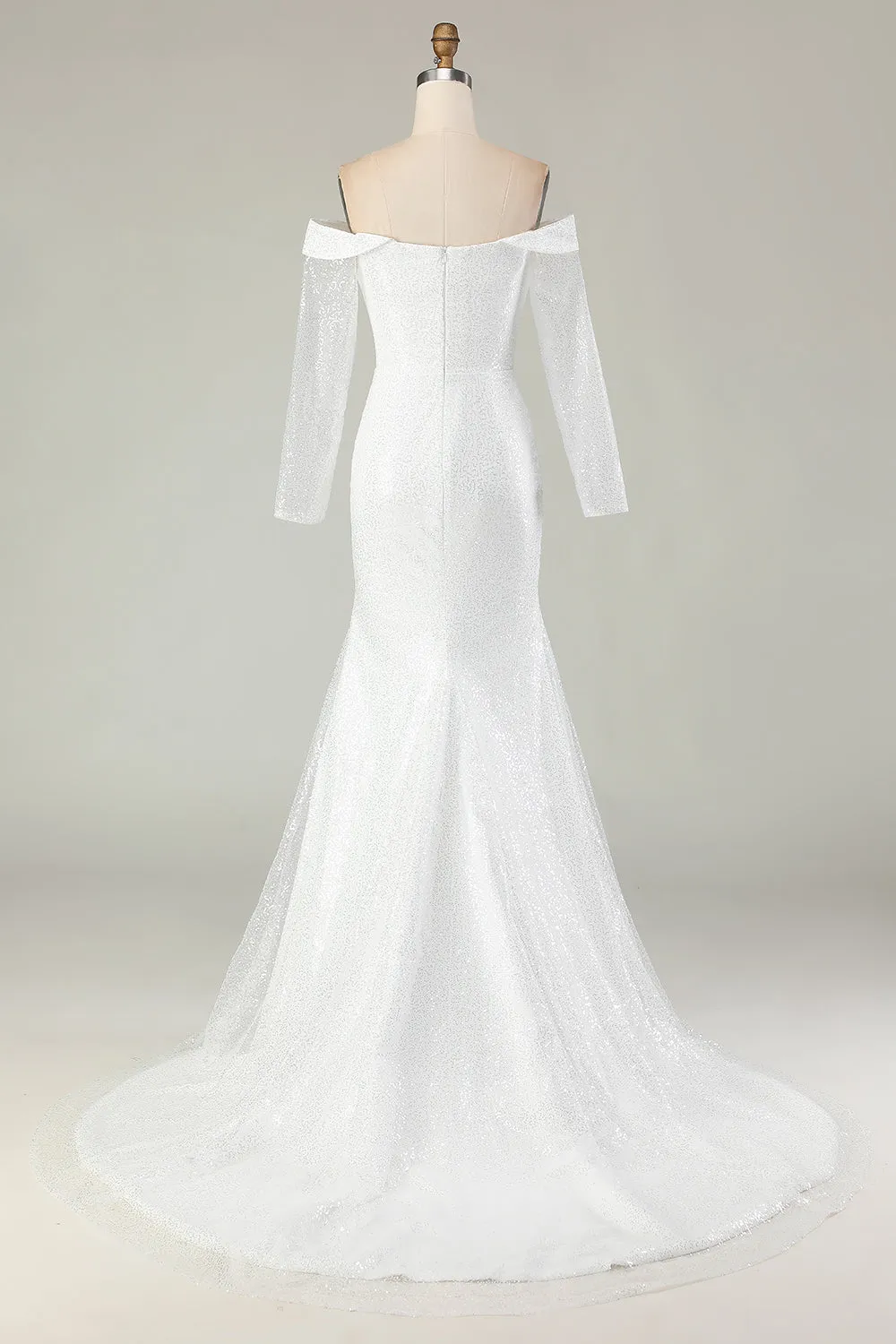 Ivory Off the Shoulder Mermaid Matte Satin Wedding Dress sold by Zapaka product image thumbnail 2