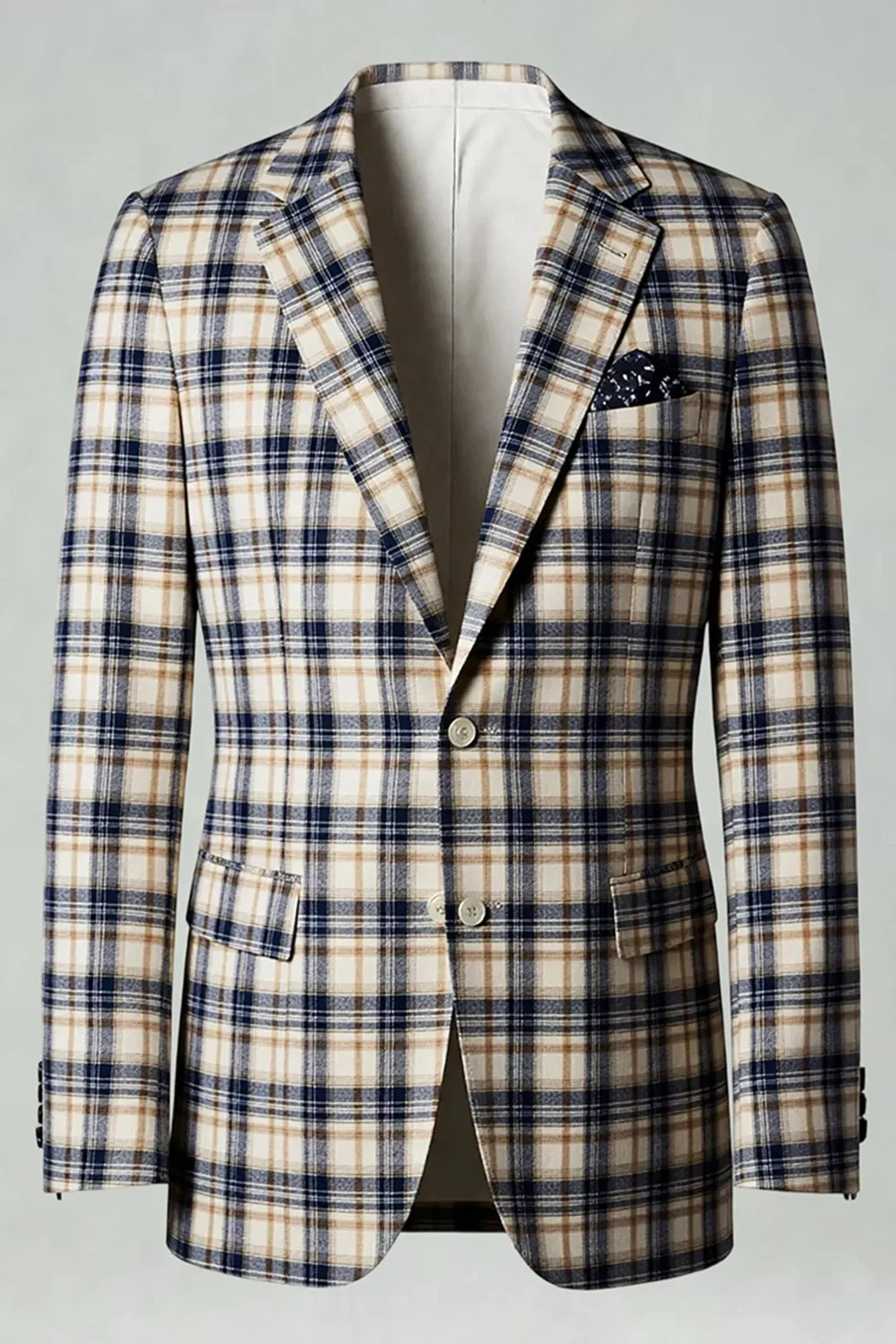 Black Yellow Grid Notched Lapel 2 Piece Men's Prom Suits sold by Zapaka product image thumbnail 4