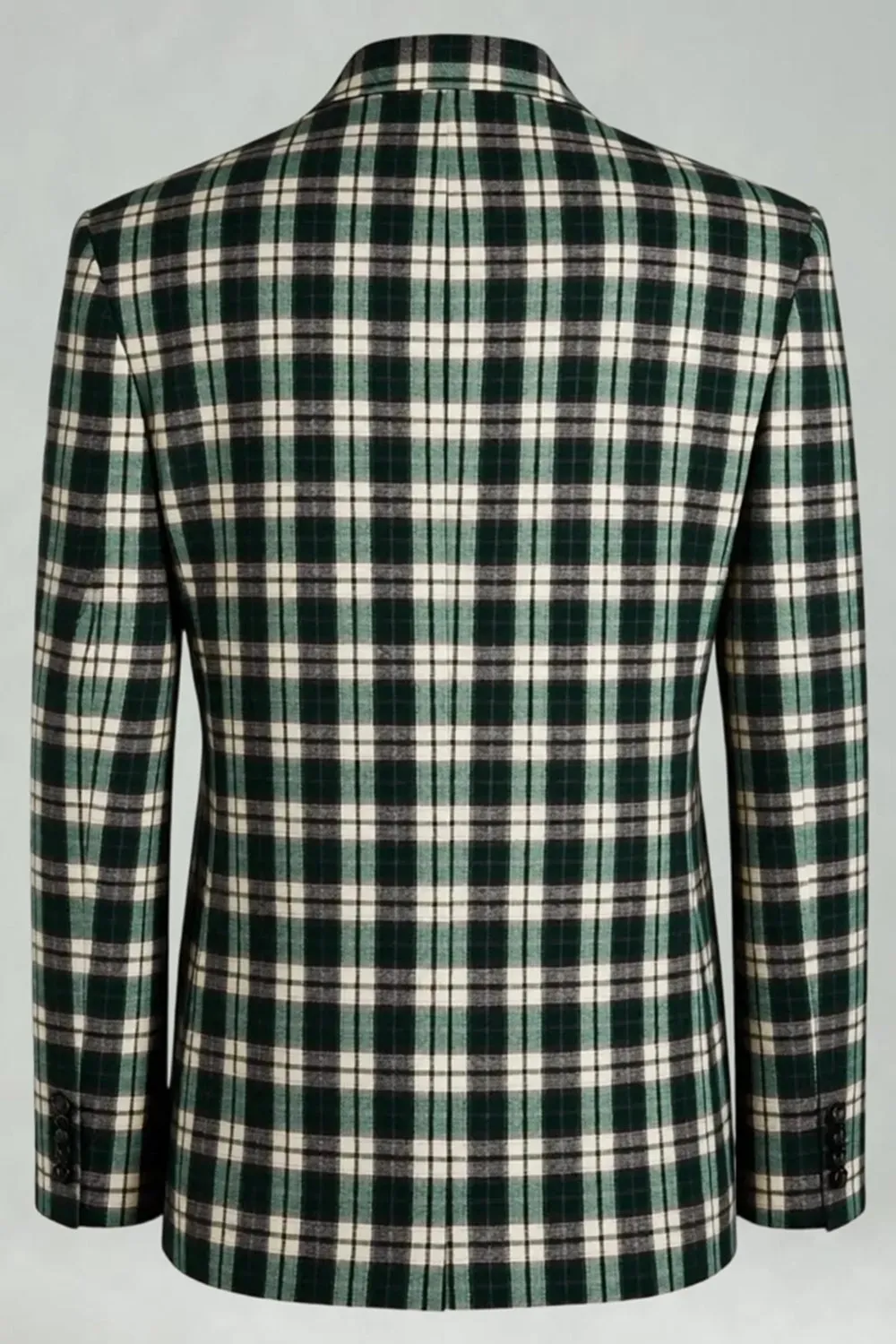 Black Green Grid Peak Lapel 2 Piece Men's Prom Suits sold by Zapaka product image thumbnail 5