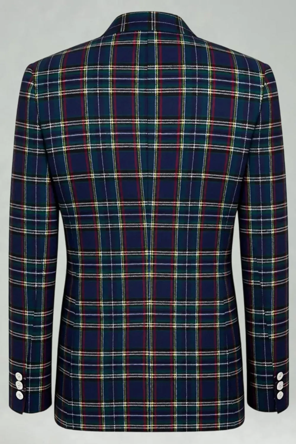 Blue Green Grid Notched Lapel 2 Piece Men's Prom Suits sold by Zapaka product image thumbnail 4