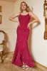 Hot Pink Sequin Mermaid Plus Size Evening Dress with Lac-up Back sold by Zapaka