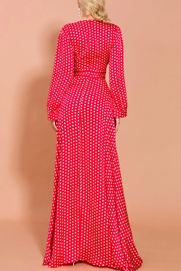Polka Dots Long Sleeves Evening Dress sold by Zapaka product image thumbnail 2