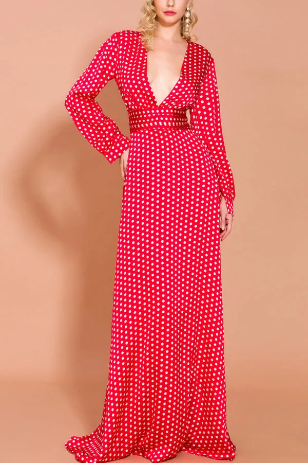 Polka Dots Long Sleeves Evening Dress sold by Zapaka
