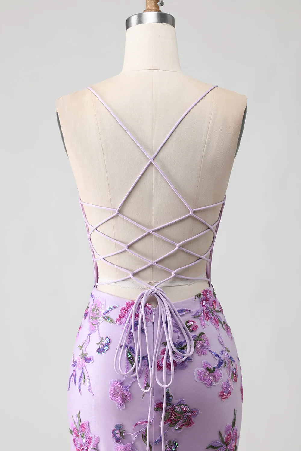 Purple Mermaid Appliqued Corset Long Prom Dress with Beading sold by Zapaka product image thumbnail 5
